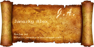 Janszky Alex névjegykártya